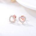 wholesale 14K Gold Heart Shape Cubic Zirconia Stud Earrings for Women Gifts for Mom Girls Wife-0-8