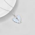 wholesale 925 Sterling Silver Abalone Shell Angel Wing Pendant Necklace with Cubic Zirconia Center Stone-0-8