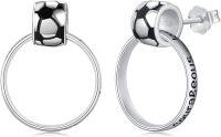 wholesale 925 Sterling Silver Hypoallergenic Soccer Ball Stud Earrings with Courageous Engraving for Women-Soccer