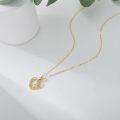 wholesale 14K Gold Heart-Shaped Shark Pendant Necklace with Chain for Women - Ocean Life (Length: 37cm)-0-2