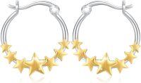 wholesale 925 Sterling Silver & Gold Plated Stars Huggie Hoop Earrings for Women-Star Hoop Earrings
