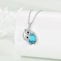 wholesale 925 Sterling Silver Turquoise Owl Pendant Necklace for Women Girls-0-4