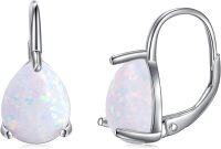 wholesale Sterling Silver Earrings with Moss Agate Opal Larimar Turquoise Onyx Rose Quartz Amethyst Garnet Moonstone-C-Opal Leverback Earrings