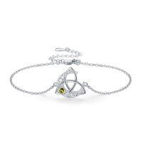 wholesale 925 Sterling Silver Birthstone Bracelet for Women Celtic Charm Jewelry Gift-08-Aug-Peridot