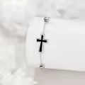 wholesale 925 Sterling Silver Cross Baseball Bead Adjustable Charm Bracelet Wholesale Gift for Mom-0-3