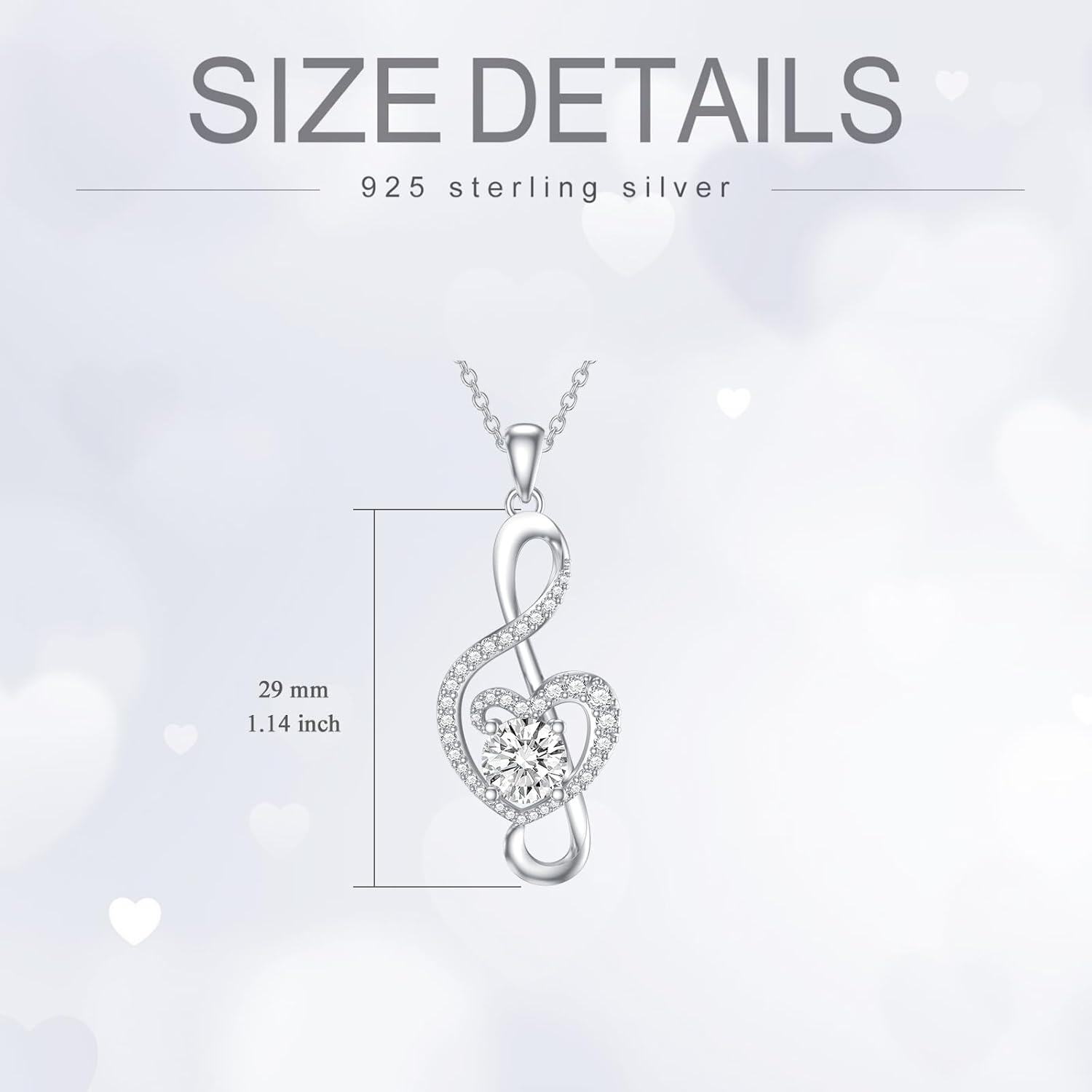 14K Gold Plated Sterling Silver Moissanite Music Note Necklace for Women-0-2