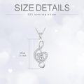wholesale 14K White Gold Plated Sterling Silver Moissanite Diamond Music Note Heart Necklace-0-1