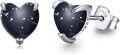 wholesale 925 Sterling Silver Black Starry Sky Heart Shape Moonstone Stud Earrings & Pendant Set Hypoallergenic  for Women Girls-0-0