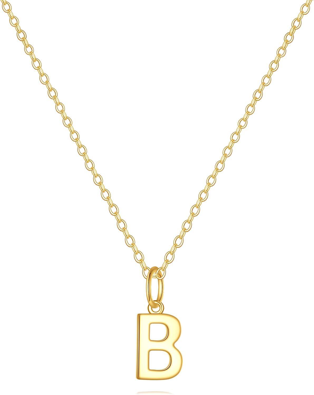 14K Gold Letter Pendant Necklace 18 -B-Initial Necklace
