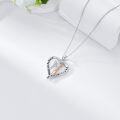 wholesale 925 Sterling Silver Heart-Shaped Sister and Friend Pendant Necklace with CZ Stones - Always My Sister Forever My Friend (18 + 2 inch)-0-4