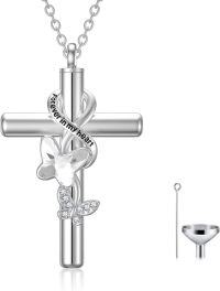 wholesale 925 Sterling Silver Butterfly Cross Keepsake Pendant Urn Necklace with Funnel Set-A_Clear Butterfly Urn Necklace Non-personalized