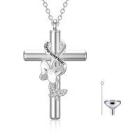 wholesale 925 Sterling Silver Butterfly Cross Keepsake Pendant Urn Necklace with Funnel Set-A_Clear Butterfly Urn Necklace Non-personalized