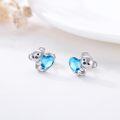 wholesale 925 Sterling Silver Koala Bear Heart Crystal Stud Earrings - Hypoallergenic Gift for Women-0-3