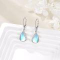wholesale 925 Sterling Silver Blue Moonstone & Larimar Teardrop Infinity Dangle Leverback Earrings Gift for Women-0-3
