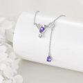 wholesale 925 Sterling Silver Purple Crystal Hummingbird & Flower Pendant Chain Necklace for Women Girls  43cm-68cm Length Adjusted-0-4