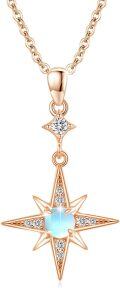 wholesale 925 Sterling Silver Blue Moonstone Star Pendant Necklace for Women and Girls-0-0