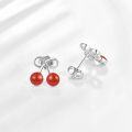 wholesale 925 Sterling Silver Red Cherry Fruit Stud Earrings 3mm Diameter-0-1