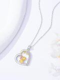 wholesale 925 Sterling Silver Heart Shaped Cubic Zirconia Duck Pendant Necklace - Mother's Day Gifts for Her-0-2