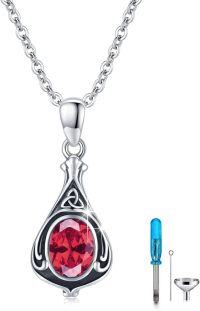 wholesale 925 Sterling Silver Urn Necklace Cremation Ashes Pendant Memorial Jewelry for Women Men Girls Boys-Celtic-July-Ruby
