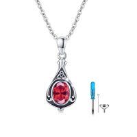 wholesale 925 Sterling Silver Urn Necklace Cremation Ashes Pendant Memorial Jewelry for Women Men Girls Boys-Celtic-July-Ruby