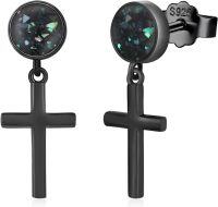 wholesale 925 Sterling Silver Cross Dangle Drop Earrings with Turquoise and Abalone Shell-Cross-B