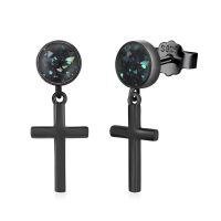 wholesale 925 Sterling Silver Cross Dangle Drop Earrings with Turquoise and Abalone Shell-Cross-B