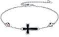wholesale 925 Sterling Silver Cross Baseball Bead Adjustable Charm Bracelet Gift for Mom-0-0