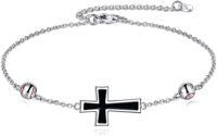 wholesale 925 Sterling Silver Cross Baseball Bead Adjustable Charm Bracelet Gift for Mom-Baseball Cross
