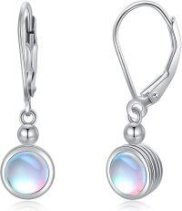 wholesale 925 Sterling Silver Rainbow Moonstone Leverback Filigree Drop Earrings-B