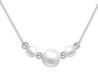wholesale 925 Sterling Silver Natural Freshwater Cultured Pearls & Beads Pendant Necklaces for Women Gifts Jewelry Accessories 48cm Chain Length (White)-white