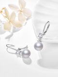 wholesale 925 Sterling Silver AAA Cubic Zirconia & Imitation Pearl Elegant White Dangle Drop Earrings for Women-0-1