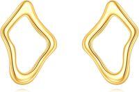 wholesale 14K Gold Diamond-Shaped Celtic Moon Mountain Stud Earrings for Women-06-Hollow Statement Earrings