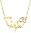 wholesale 14K Gold & 5A CZ Stethoscope Necklace for Doctors, Nurses, Medical Professionals - Hypoallergenic Jewelry Gift-0-0