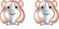 wholesale 925 Sterling Silver Hamster Animal Stud Earrings Hoop  for Her-guinea pig stud earrings