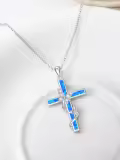 TOUPOP Sterling Silver Opal Butterfly Pendant Necklace-0-5