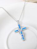 TOUPOP Sterling Silver Opal Butterfly Pendant Necklace-0-5