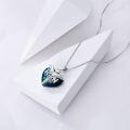 wholesale 925 Sterling Silver Rn Nurse Caduceus Heart Blue Crystal Zircon Pendant Necklace-0-2