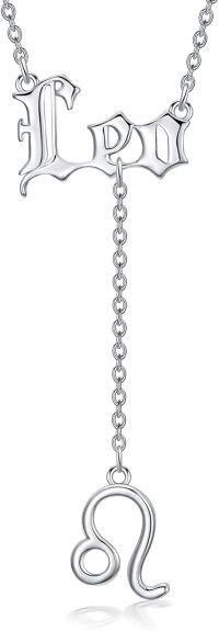 wholesale 925 Sterling Silver Leo Zodiac Sign Lariat Necklace with Lion Symbol Pendant Astrology Jewelry for Women-Leo-Silver