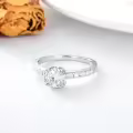 TOUPOP Sterling Silver 1 Carat Moissanite Round Cut Diamond Ring-0-4