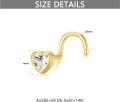 wholesale Gold Heart Shape CZ Nose Ring Hoop for Women Body Piercing s-0-4