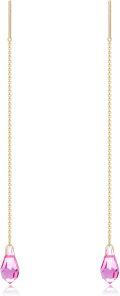wholesale Gold 14k Purple Crystal Teardrop Threader Dangle Earrings for Women-0-7
