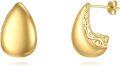 wholesale 925 Sterling Silver Plated Gold Metal Teardrop Filigree Hoop Earrings for Women-0-0