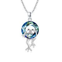 wholesale 925 Sterling Silver Blue Frog Hanging Necklace Wholesale Pendant-Frog Necklace