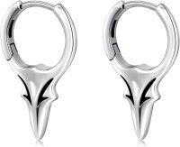wholesale 925 Sterling Silver Skull Spike Huggie Hoop Earrings Punk Gothic Style Minimalist Jewelry for Women and Men-Sword-C