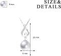 wholesale 14K White Gold Diamond & Pearl Swirl Pendant on 2mm Cable Chain (Length: Adjustable)-0-2