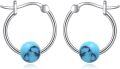 wholesale 925 Sterling Silver Round Blue Opal Hoop Earrings for Women-0-10