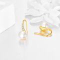 wholesale 14K Gold Freshwater Pearl Dangle Drop Earrings with Cubic Zirconia Accents - Elegant Jewelry for Women-0-4
