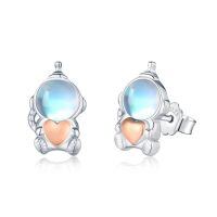 wholesale 925 Sterling Silver Astronaut Moonstone Rose Gold Heart Stud Earrings-C1-Moonstone Heart