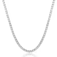 wholesale 925 Sterling Silver Green Cubic Zirconia Tennis Necklace 14-26 Chain Length  for Women and Men-3mm-16 inch-cubic zirconia tennis necklace-White