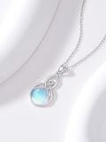 wholesale 925 Sterling Silver Blue Moonstone Heart Celtic Knot Drop Pendant Necklace-0-4